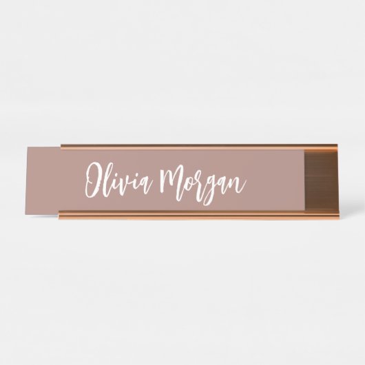 Earth Tone Terracotta Sketting Cursive Script Bureau Naambordje (Voorkant)