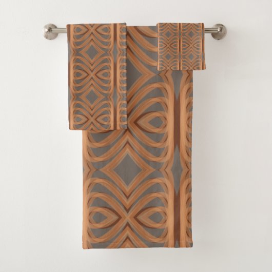 Earth Tone Tribal Ribbon Abstract Pattern Art Bad Handdoek (Insitu)