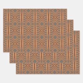 Earth Tone Tribal Ribbon Abstract Pattern Art Inpakpapier Vel