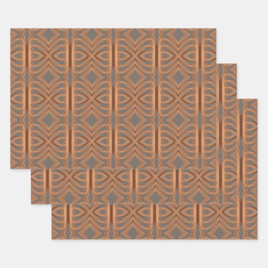 Earth Tone Tribal Ribbon Abstract Pattern Art Inpakpapier Vel (Set)
