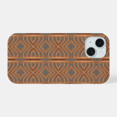 Earth Tone Tribal Ribbon Abstract Pattern Art iPhone 15 Case (Achterkant horizontaal)