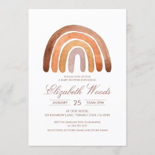 Earth Tone Waterverf Boho Rainbow-Baby shower Kaart