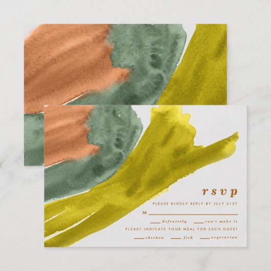 Earth Tone Waterverf Moderne bruiloft RSVP Kaart (Voorkant / Achterkant)