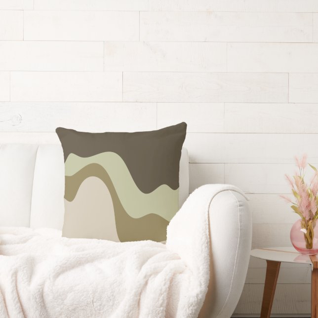 Earth Tone Waves Abstract Art Sierkussen (Bank)