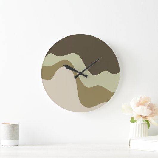 Earth Tone Waves Abstract Art Sierkussen Grote Klok (Huis)