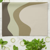 Earth Tone Waves Abstracte Kunst Keuken Handdoeken (Gevouwen)