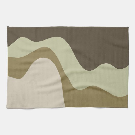 Earth Tone Waves Abstracte Kunst Keuken Handdoeken (Horizontaal)