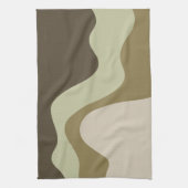 Earth Tone Waves Abstracte Kunst Keuken Handdoeken (Verticaal)