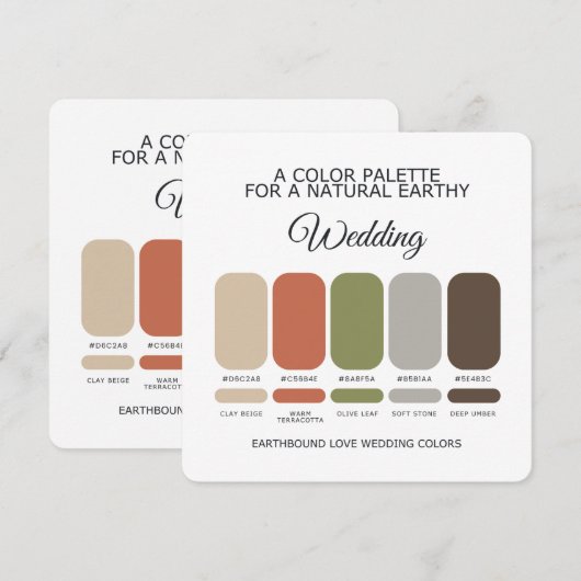 Earth Tone Wedding Color Palette Card Kaart (Voorkant / Achterkant)