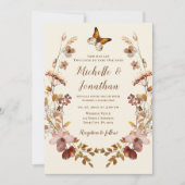 Earth Tone Wildflower krans Christelijke bruiloft Kaart (Voorkant)