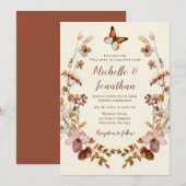 Earth Tone Wildflower krans Christelijke bruiloft Kaart (Voorkant / Achterkant)