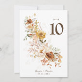 Earth Tone Wildflower Trouwtafel Nummer Kaart (Voorkant)