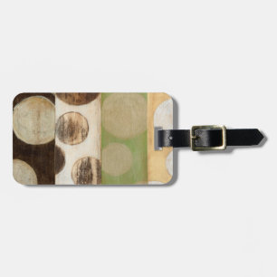 Earth Tone Wood Panel Painting with Circles Bagagelabel