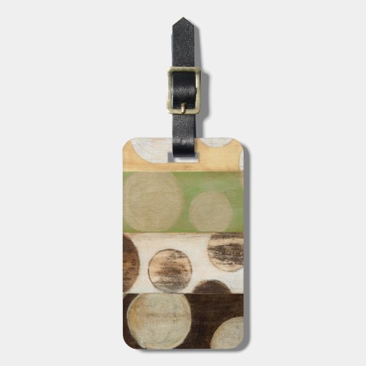 Earth Tone Wood Panel Painting with Circles Bagagelabel (Voorkant verticaal)