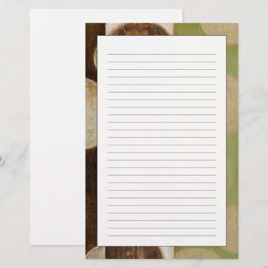 Earth Tone Wood Panel Painting with Circles Briefpapier (Voorkant / Achterkant)