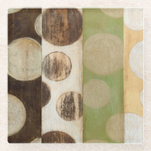 Earth Tone Wood Panel Painting with Circles Glazen Onderzetter