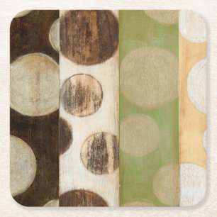Earth Tone Wood Panel Painting with Circles Kartonnen Onderzetters