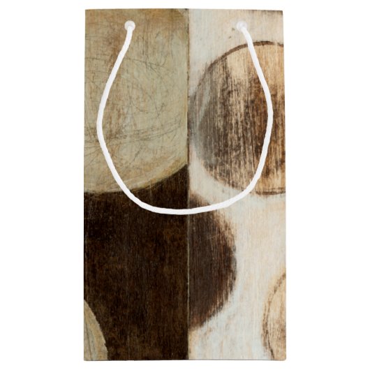 Earth Tone Wood Panel Painting with Circles Klein Cadeauzakje (Achterkant)