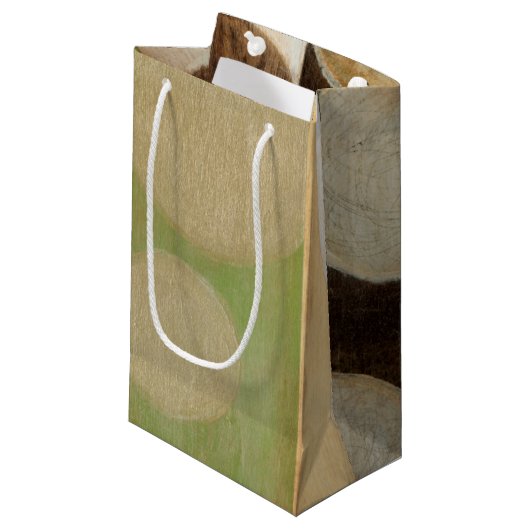 Earth Tone Wood Panel Painting with Circles Klein Cadeauzakje (Voorkant Gekanteld)