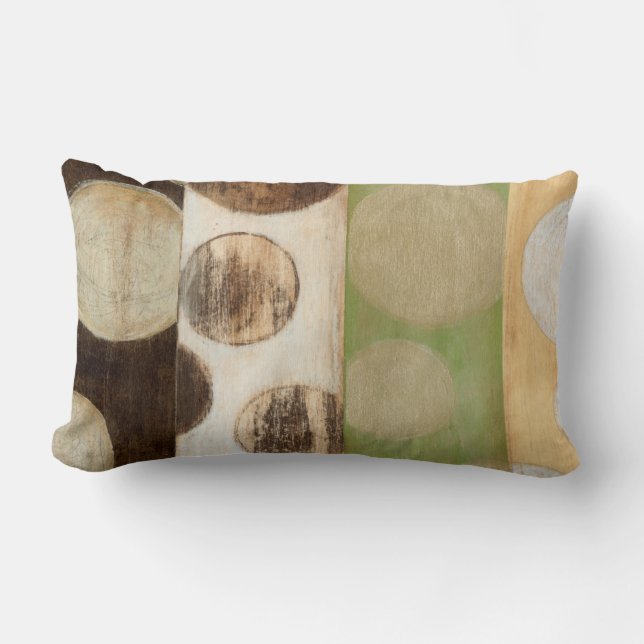 Earth Tone Wood Panel Painting with Circles Kussen (Voorkant)