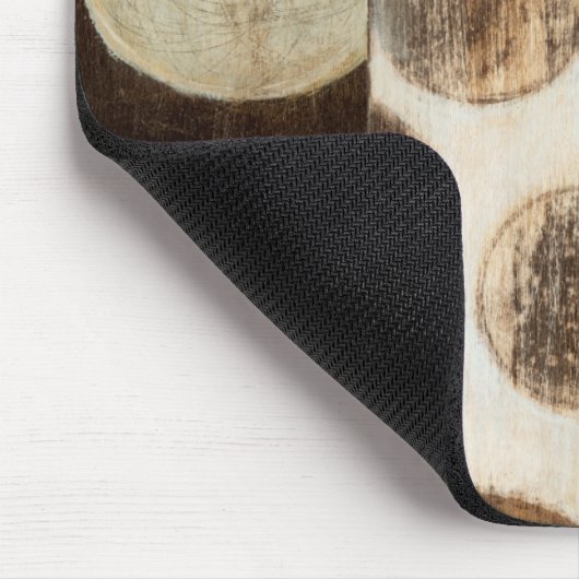 Earth Tone Wood Panel Painting with Circles Muismat (Hoek)