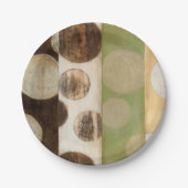 Earth Tone Wood Panel Painting with Circles Papieren Bordje (Voorkant)