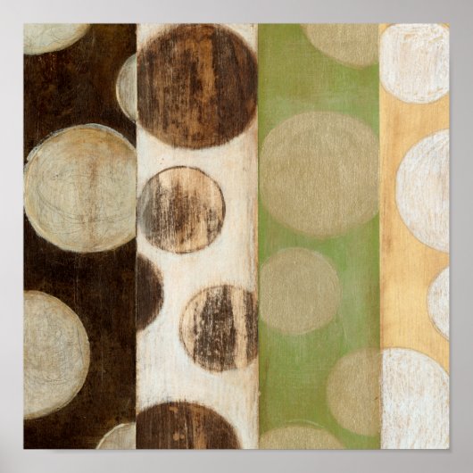 Earth Tone Wood Panel Painting with Circles Poster (Voorkant)