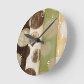 Earth Tone Wood Panel Painting with Circles Ronde Klok (Hoek)