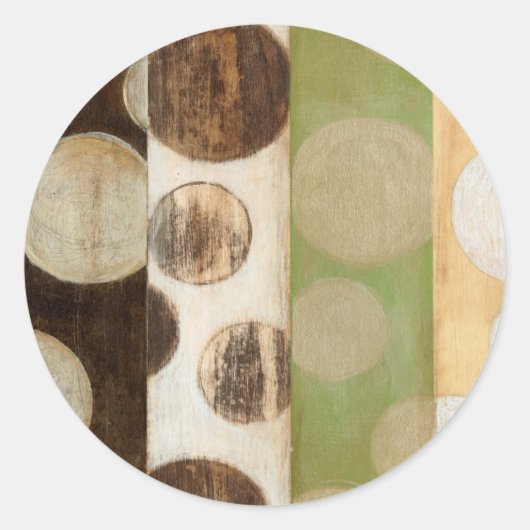 Earth Tone Wood Panel Painting with Circles Ronde Sticker (Voorkant)