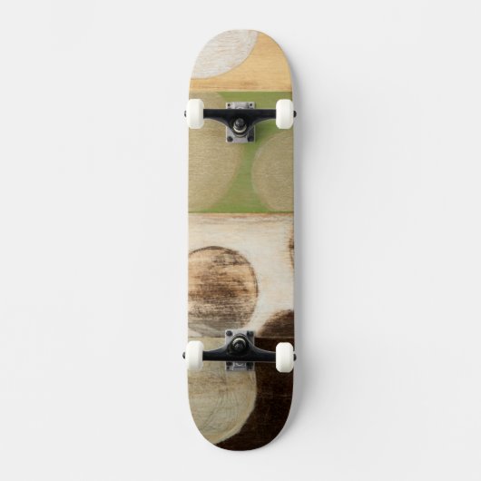 Earth Tone Wood Panel Painting with Circles Skateboard (Voorkant)
