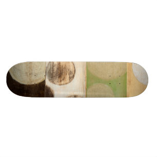 Earth Tone Wood Panel Painting with Circles Skateboard