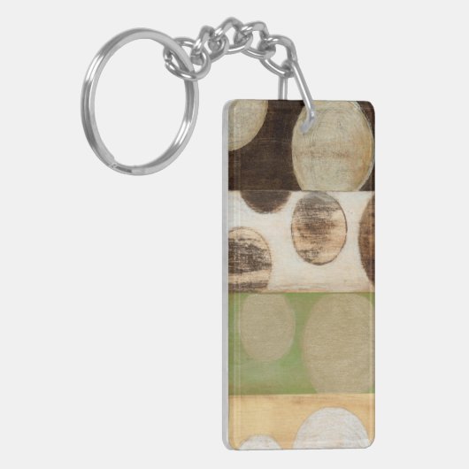 Earth Tone Wood Panel Painting with Circles Sleutelhanger (Voorkant Links)