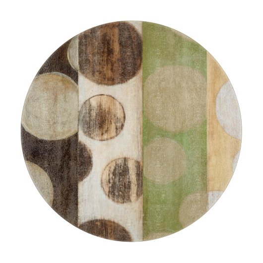 Earth Tone Wood Panel Painting with Circles Snijplank (Voorkant)
