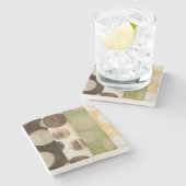 Earth Tone Wood Panel Painting with Circles Stenen Onderzetter (Zijkant)