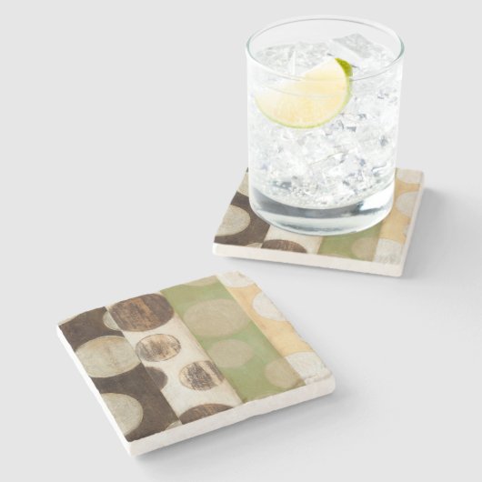 Earth Tone Wood Panel Painting with Circles Stenen Onderzetter (Zijkant)