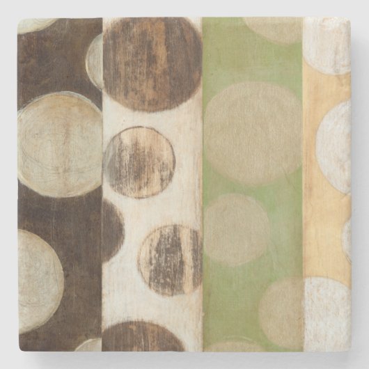 Earth Tone Wood Panel Painting with Circles Stenen Onderzetter (Voorkant)
