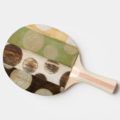 Earth Tone Wood Panel Painting with Circles Tafeltennisbatje (Zijkant)