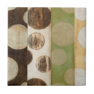 Earth Tone Wood Panel Painting with Circles Tegeltje