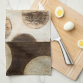 Earth Tone Wood Panel Painting with Circles Theedoek (Quarter Fold)