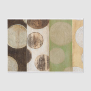 Earth Tone Wood Panel Painting with Circles Tissuepapier