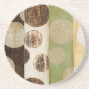 Earth Tone Wood Panel Painting with Circles Zandsteen Onderzetter
