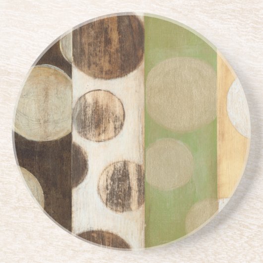 Earth Tone Wood Panel Painting with Circles Zandsteen Onderzetter (Voorkant)