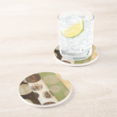 Earth Tone Wood Panel Painting with Circles Zandsteen Onderzetter (Zijkant)