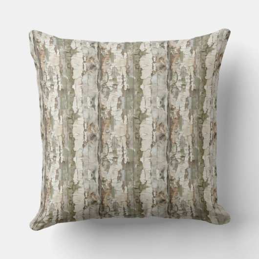 Earth Toned Birch Bark Tree Pattern Sierkussen (Achterkant)