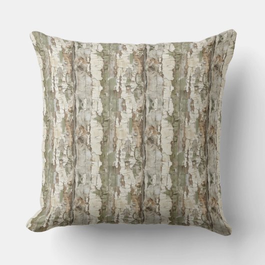 Earth Toned Birch Bark Tree Pattern Sierkussen (Voorkant)