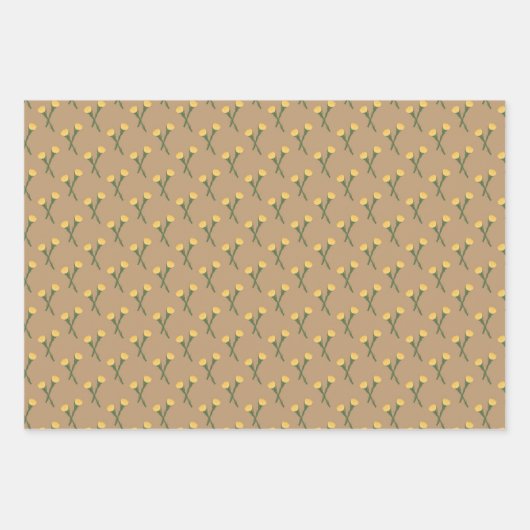 Earth-toned Coltsfoot Spring Flower Wrapping Paper (Voorkant 3)