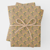 Earth-toned Coltsfoot Spring Flower Wrapping Paper (In situ)