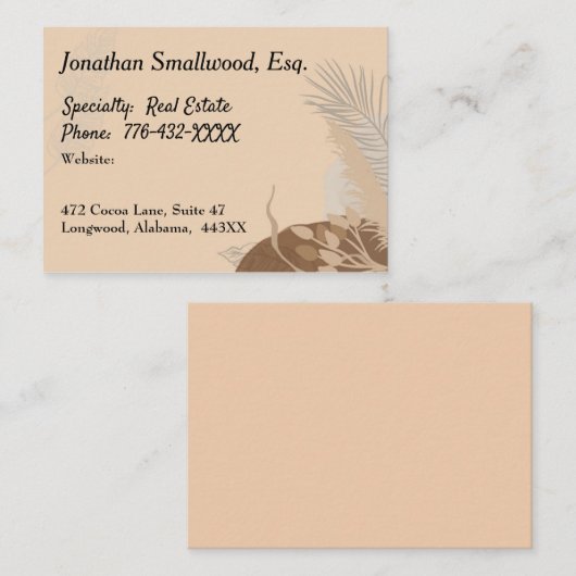 Earth Toned Design for Lawyer met bladeren & Plant Visitekaartje (Voorkant / Achterkant)