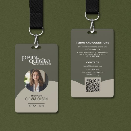 Earth Toned Event/Employee ID Kaart—QR Code Staff Badge