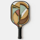 Earth-Toned Geometric Harmony Mid-Century Pickleball Paddle (Achterkant)